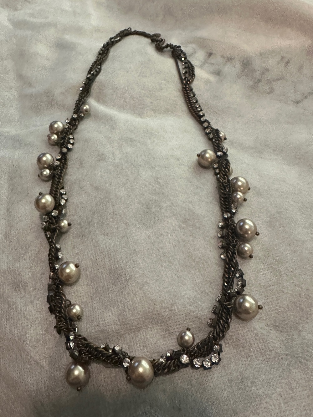 J. Crew Bronze Multi Strand Pearl & Crystal Necklace